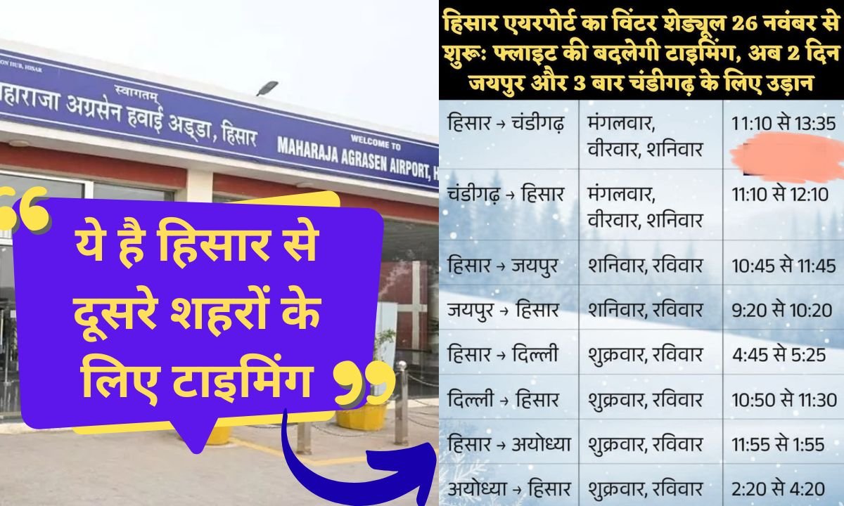Haryana News Winter flight schedule released from Hisar Airport, see timetable