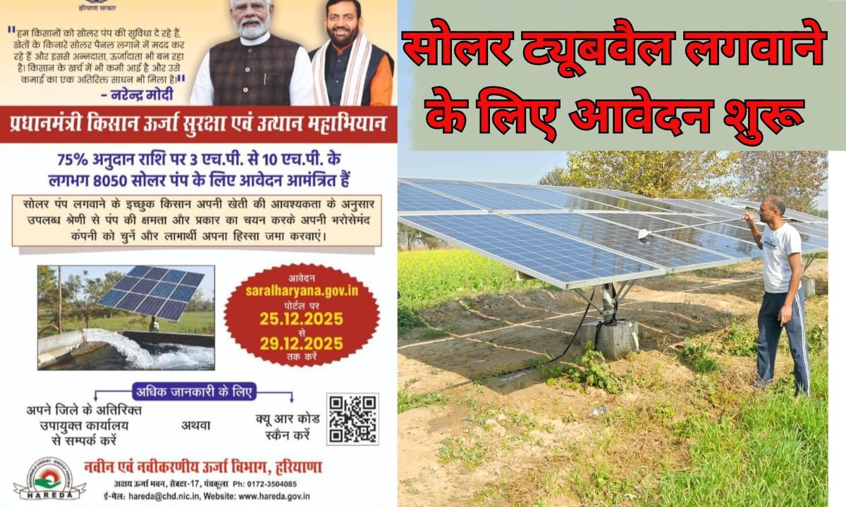 solar tubewell scheme : खेत में सोलर ट्यूबवैल लगवाने के लिए आवेदन शुरू
