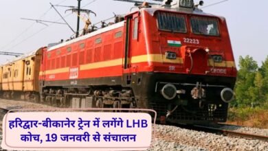 Haridwar Bikaner train LHB coach timetable to operate from January 19